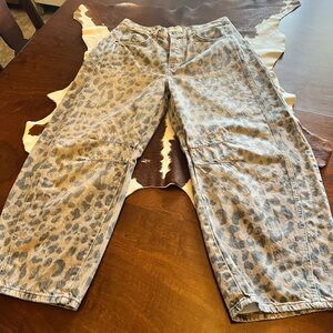 We The  Free Good Luck Leopard Print Barrel Jeans
